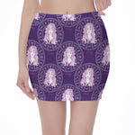 Purple Virgo Zodiac Pattern Print Pencil Mini Skirt