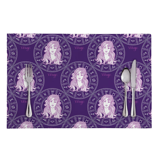 Purple Virgo Zodiac Pattern Print Placemat