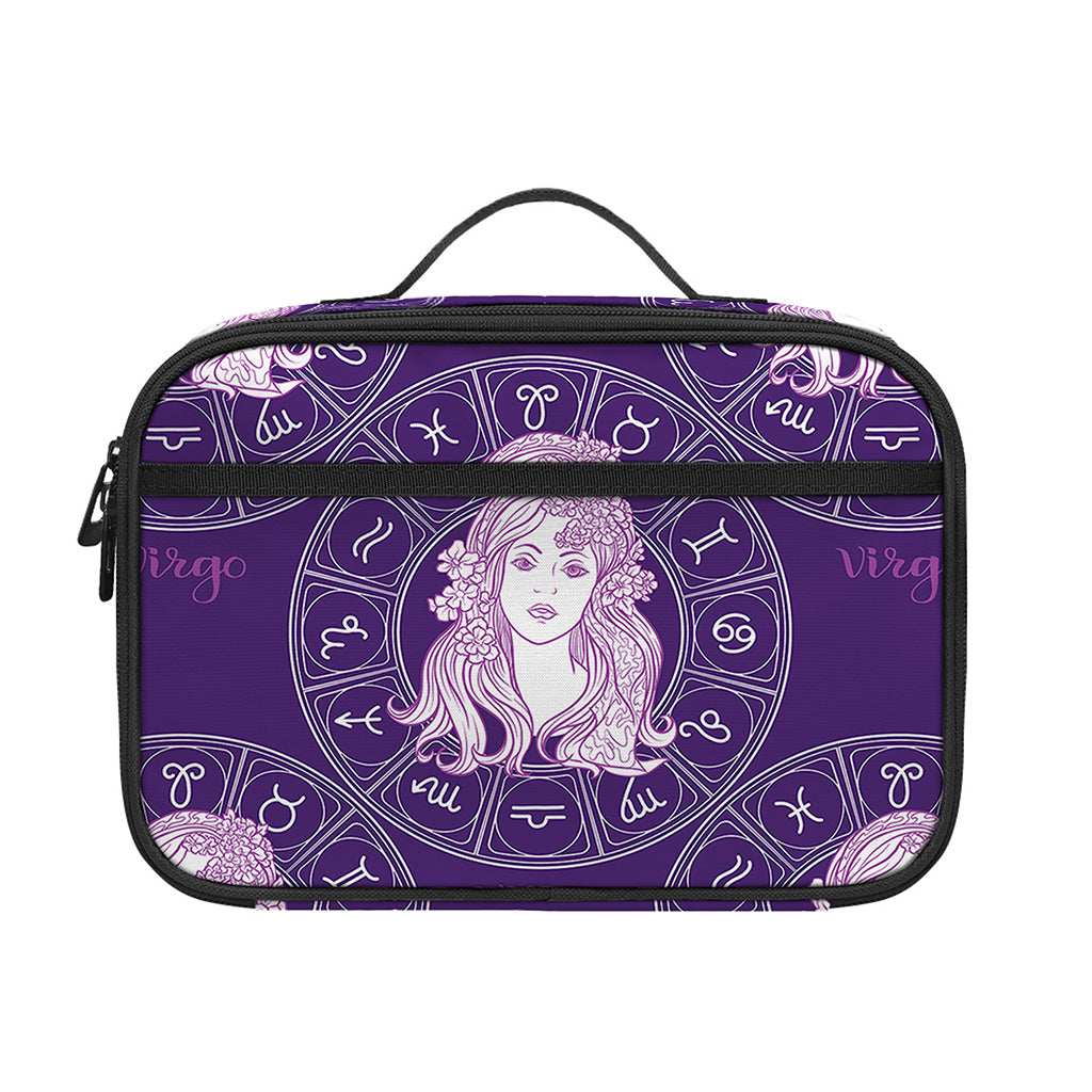 Purple Virgo Zodiac Pattern Print Portable Lunch Bag
