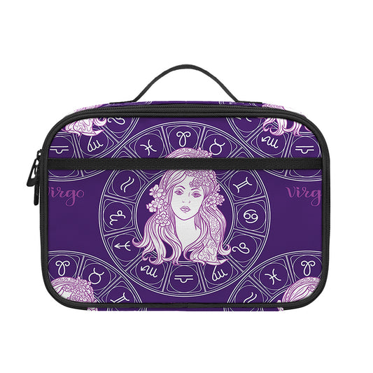 Purple Virgo Zodiac Pattern Print Portable Lunch Bag