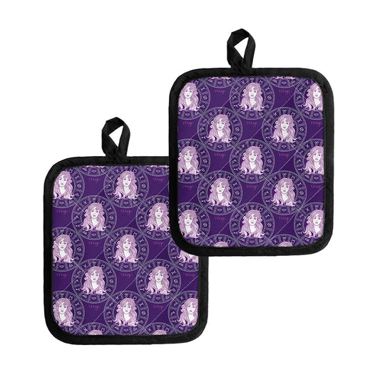 Purple Virgo Zodiac Pattern Print Pot Holders