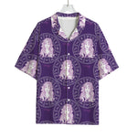 Purple Virgo Zodiac Pattern Print Rayon Hawaiian Shirt