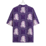 Purple Virgo Zodiac Pattern Print Rayon Hawaiian Shirt