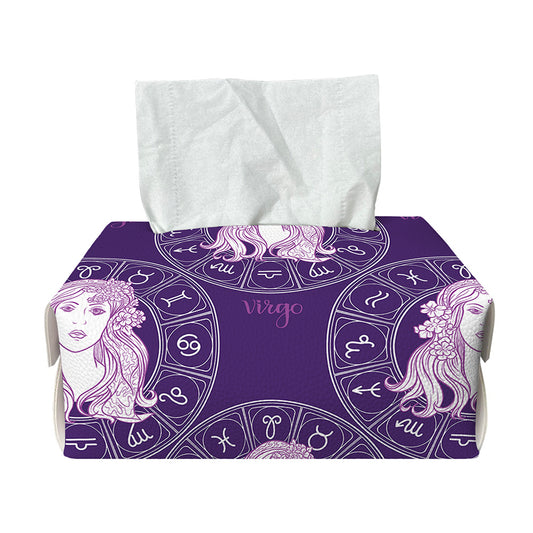 Purple Virgo Zodiac Pattern Print Rectangle Tissue Box Cover