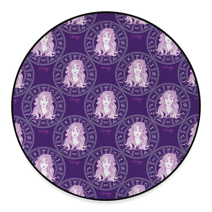 Purple Virgo Zodiac Pattern Print Round Floor Mat