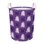 Purple Virgo Zodiac Pattern Print Round Laundry Basket