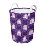 Purple Virgo Zodiac Pattern Print Round Laundry Basket
