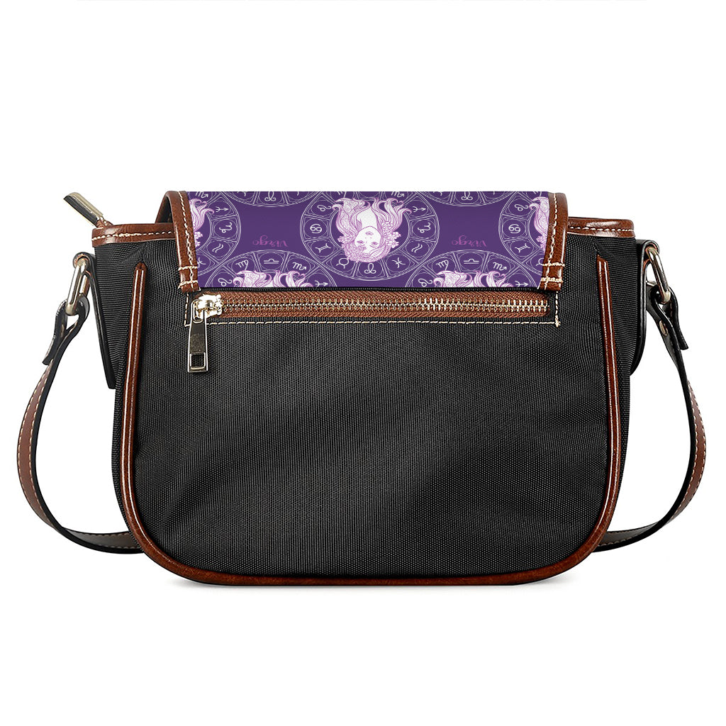 Purple Virgo Zodiac Pattern Print Saddle Bag