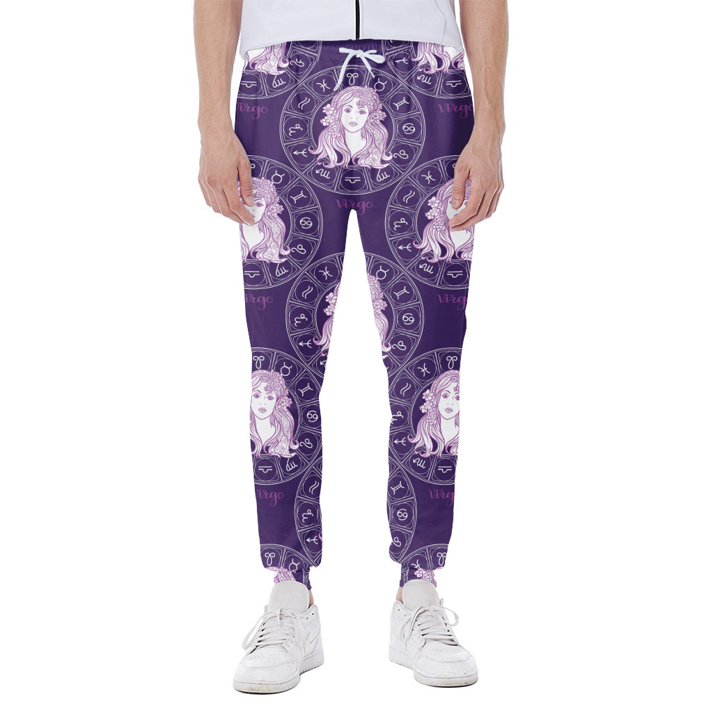 Purple Virgo Zodiac Pattern Print Scuba Joggers