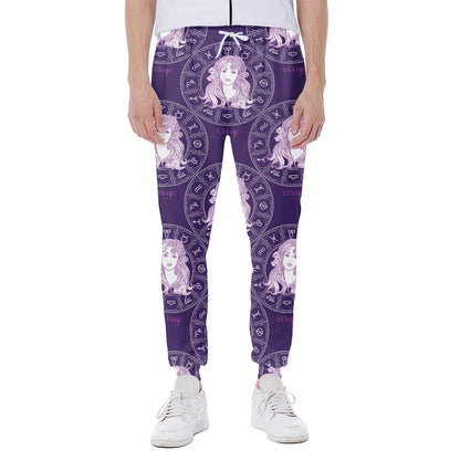 Purple Virgo Zodiac Pattern Print Scuba Joggers