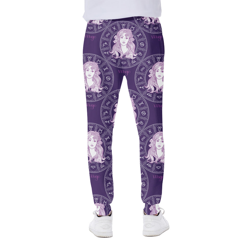 Purple Virgo Zodiac Pattern Print Scuba Joggers