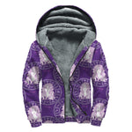 Purple Virgo Zodiac Pattern Print Sherpa Lined Zip Up Hoodie