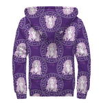 Purple Virgo Zodiac Pattern Print Sherpa Lined Zip Up Hoodie