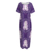 Purple Virgo Zodiac Pattern Print Short Sleeve Long Nightdress