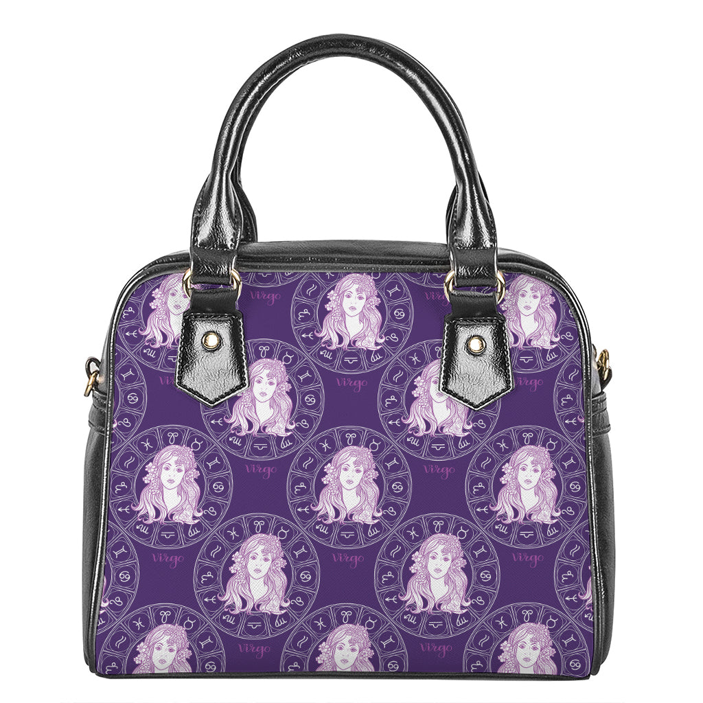 Purple Virgo Zodiac Pattern Print Shoulder Handbag