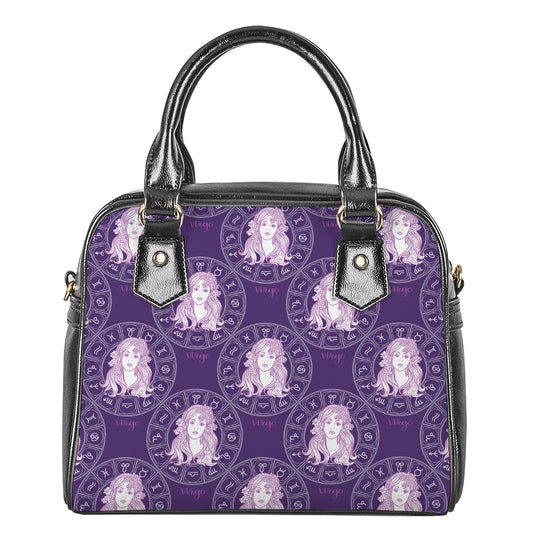 Purple Virgo Zodiac Pattern Print Shoulder Handbag