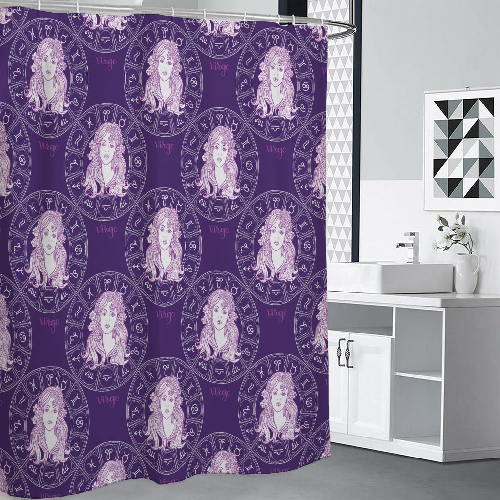 Purple Virgo Zodiac Pattern Print Shower Curtain