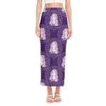 Purple Virgo Zodiac Pattern Print Side Slit Maxi Skirt