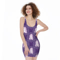 Purple Virgo Zodiac Pattern Print Sleeveless Bodycon Dress