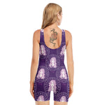 Purple Virgo Zodiac Pattern Print Sleeveless One Piece Swimsuit
