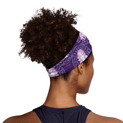 Purple Virgo Zodiac Pattern Print Sports Headband