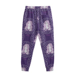 Purple Virgo Zodiac Pattern Print Sweatpants