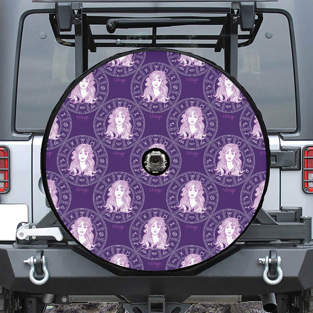 Purple Virgo Zodiac Pattern Print Tire Cover With Camera Hole