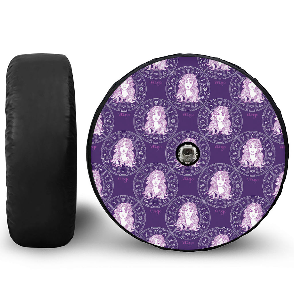 Purple Virgo Zodiac Pattern Print Tire Cover With Camera Hole