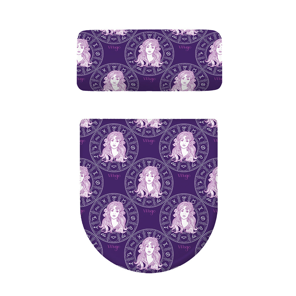 Purple Virgo Zodiac Pattern Print Toilet Lid And Tank Cover Set
