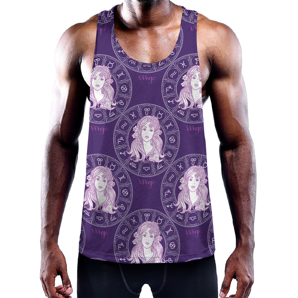 Purple Virgo Zodiac Pattern Print Training Tank Top