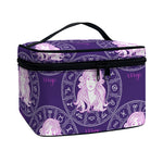 Purple Virgo Zodiac Pattern Print Travel Makeup Bag