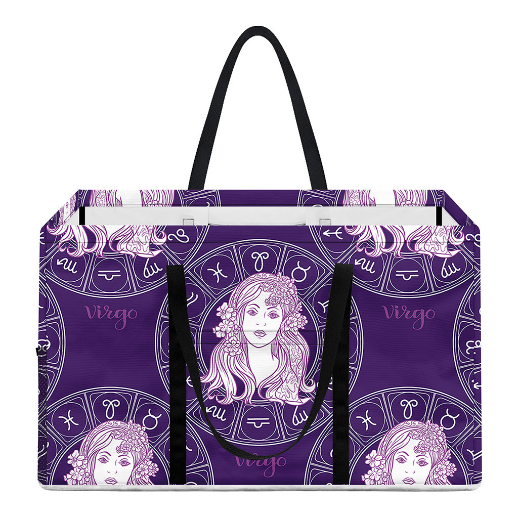 Purple Virgo Zodiac Pattern Print Utility Tote Bag