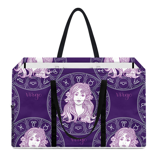 Purple Virgo Zodiac Pattern Print Utility Tote Bag