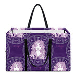 Purple Virgo Zodiac Pattern Print Utility Tote Bag