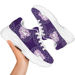Purple Virgo Zodiac Pattern Print White Chunky Shoes