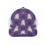 Purple Virgo Zodiac Pattern Print White Mesh Trucker Cap