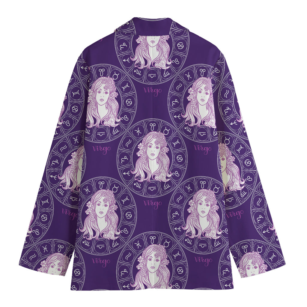 Purple Virgo Zodiac Pattern Print Women's Blazer