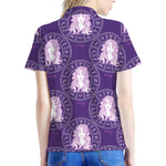 Purple Virgo Zodiac Pattern Print Women's Polo Shirt