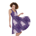 Purple Virgo Zodiac Pattern Print Women's Sleeveless Dress
