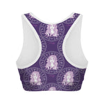 Purple Virgo Zodiac Pattern Print Women's Sports Bra