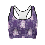 Purple Virgo Zodiac Pattern Print Women's Sports Bra