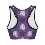 Purple Virgo Zodiac Pattern Print Women's Sports Bra