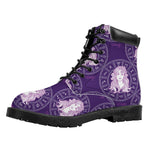 Purple Virgo Zodiac Pattern Print Work Boots