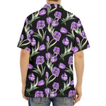 Purple Watercolor Tulip Pattern Print Aloha Shirt