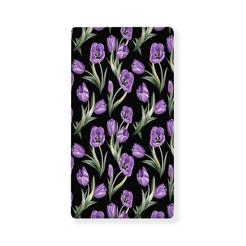 Purple Watercolor Tulip Pattern Print Baby Crib Sheet