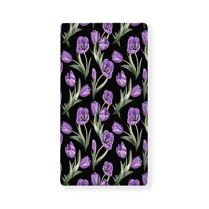Purple Watercolor Tulip Pattern Print Baby Crib Sheet