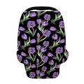 Purple Watercolor Tulip Pattern Print Baby Seat Cover