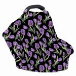 Purple Watercolor Tulip Pattern Print Baby Seat Cover