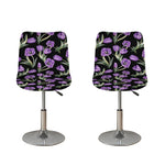 Purple Watercolor Tulip Pattern Print Bar Stool Covers