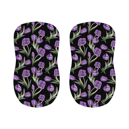 Purple Watercolor Tulip Pattern Print Bar Stool Covers